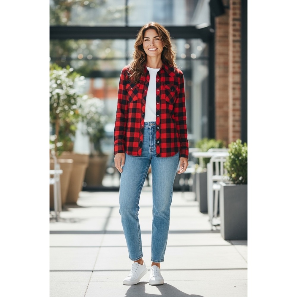 Polo Ralph Lauren Red Black Plaid Western Shirt Womens Size 6‎ Button Down